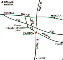 Map to Canton, TX